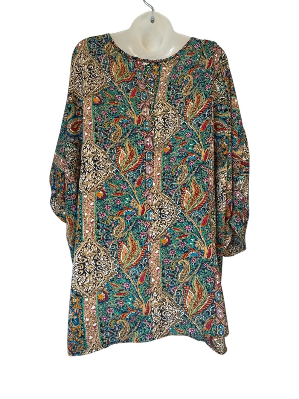 SHEIN Teal Multi Paisley Keyhole Tunic Top  PLUS SIZE:  8X   #C - Picture 4 of 7
